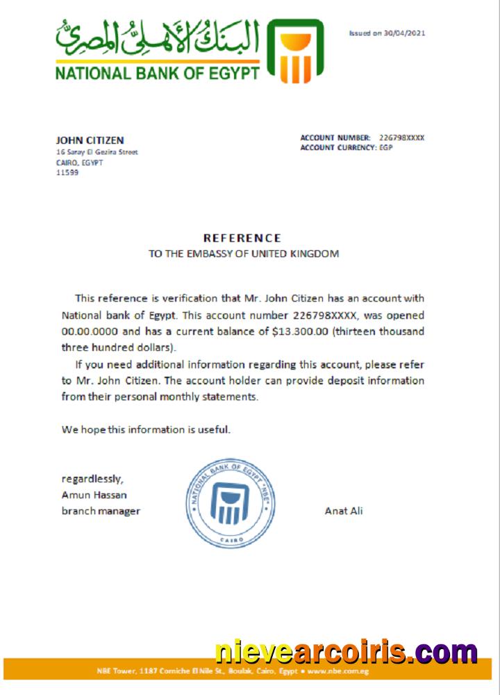 Egypt National Bank of Egypt reference